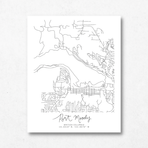 Port Moody, British Columbia Minimal Hand Drawn Map