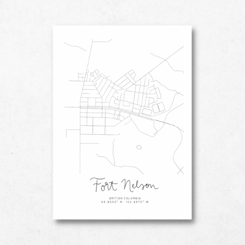 Fort Nelson, British Columbia Minimal Hand Drawn Map