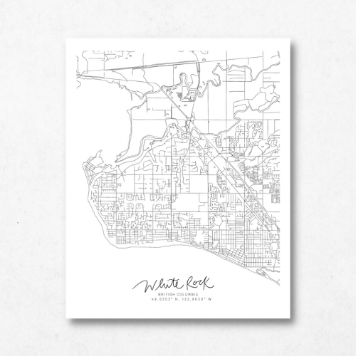 White Rock, British Columbia Minimal Hand Drawn Map