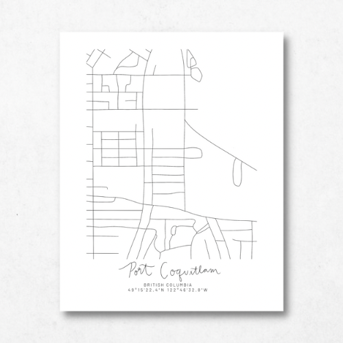 Port Coquitlam, British Columbia Minimal Hand Drawn Map