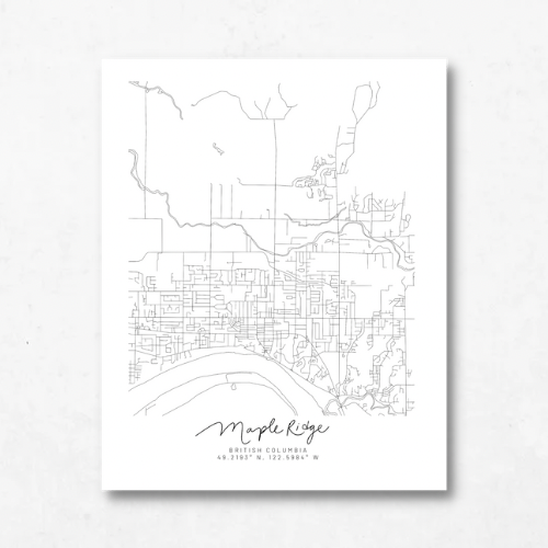 Maple Ridge, British Columbia Minimal Hand Drawn Map