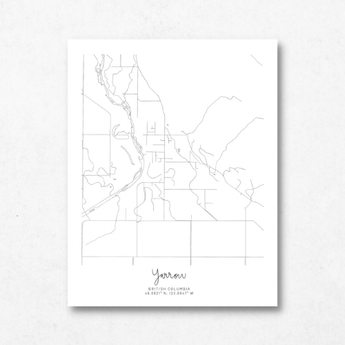 Yarrow, British Columbia Minimal Hand Drawn Map