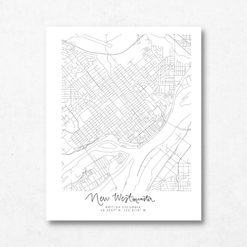 New Westminster, British Columbia Minimal Hand Drawn Map