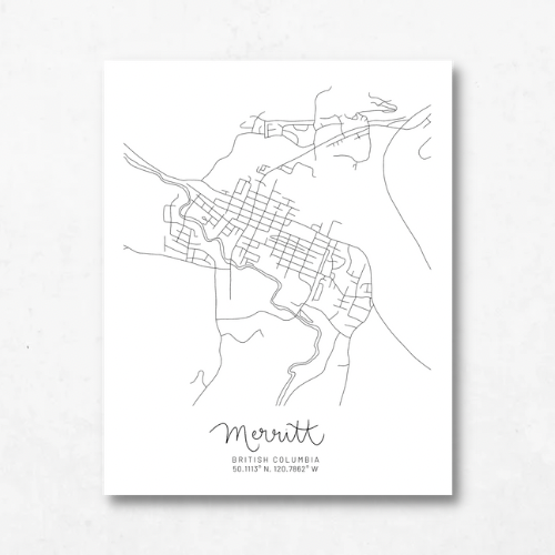 Merritt, British Columbia Minimal Hand Drawn Map