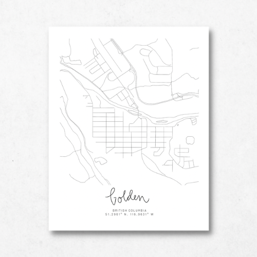 Golden, British Columbia Minimal Hand Drawn Map
