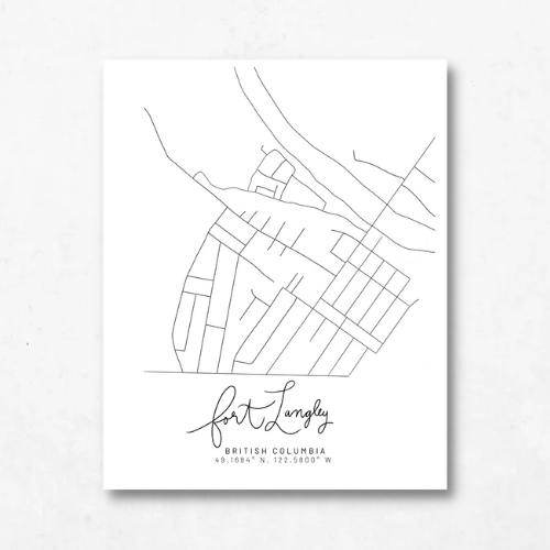Fort Langley, British Columbia Minimal Hand Drawn Map