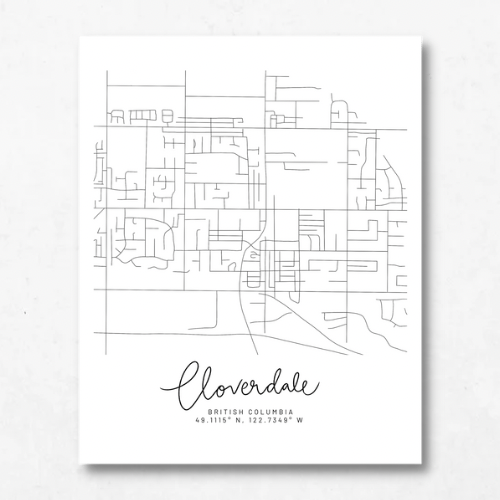 Cloverdale, British Columbia Minimal Hand Drawn Map