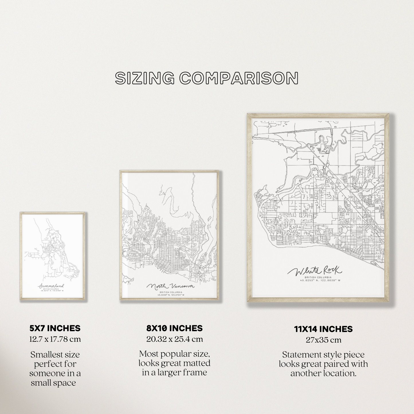 Lake Country, British Columbia Minimal Hand Drawn Map
