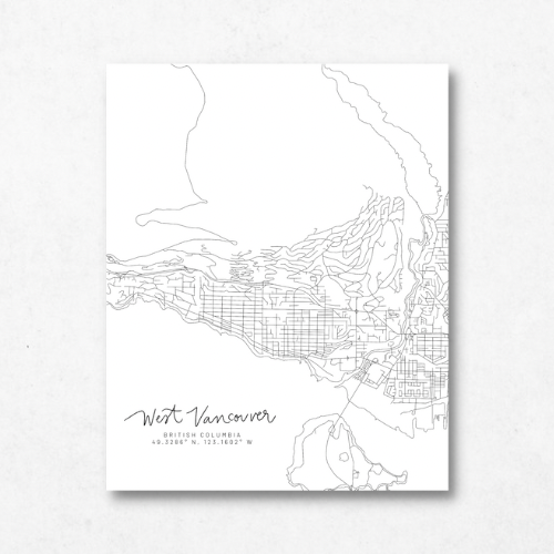 West Vancouver, British Columbia Minimal Hand Drawn Map