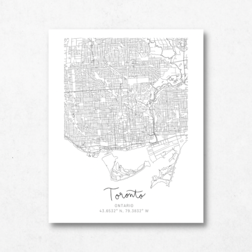 Toronto, Ontario Minimal Hand Drawn Map