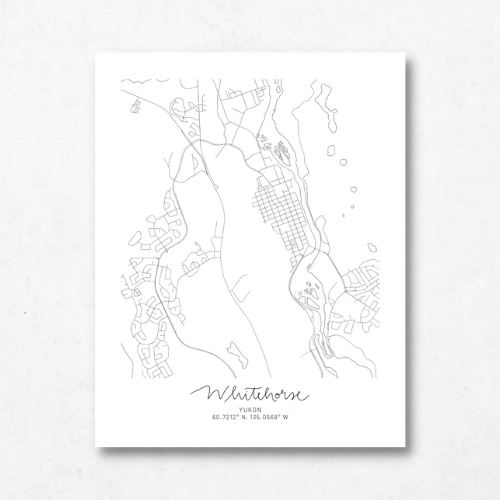 Whitehorse, Yukon Minimal Hand Drawn Map