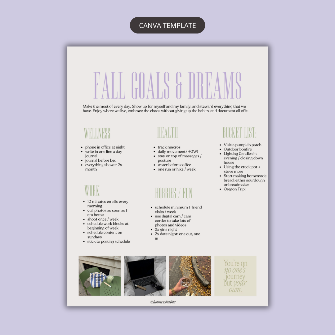 Fall Goal Setting Template | Canva Template