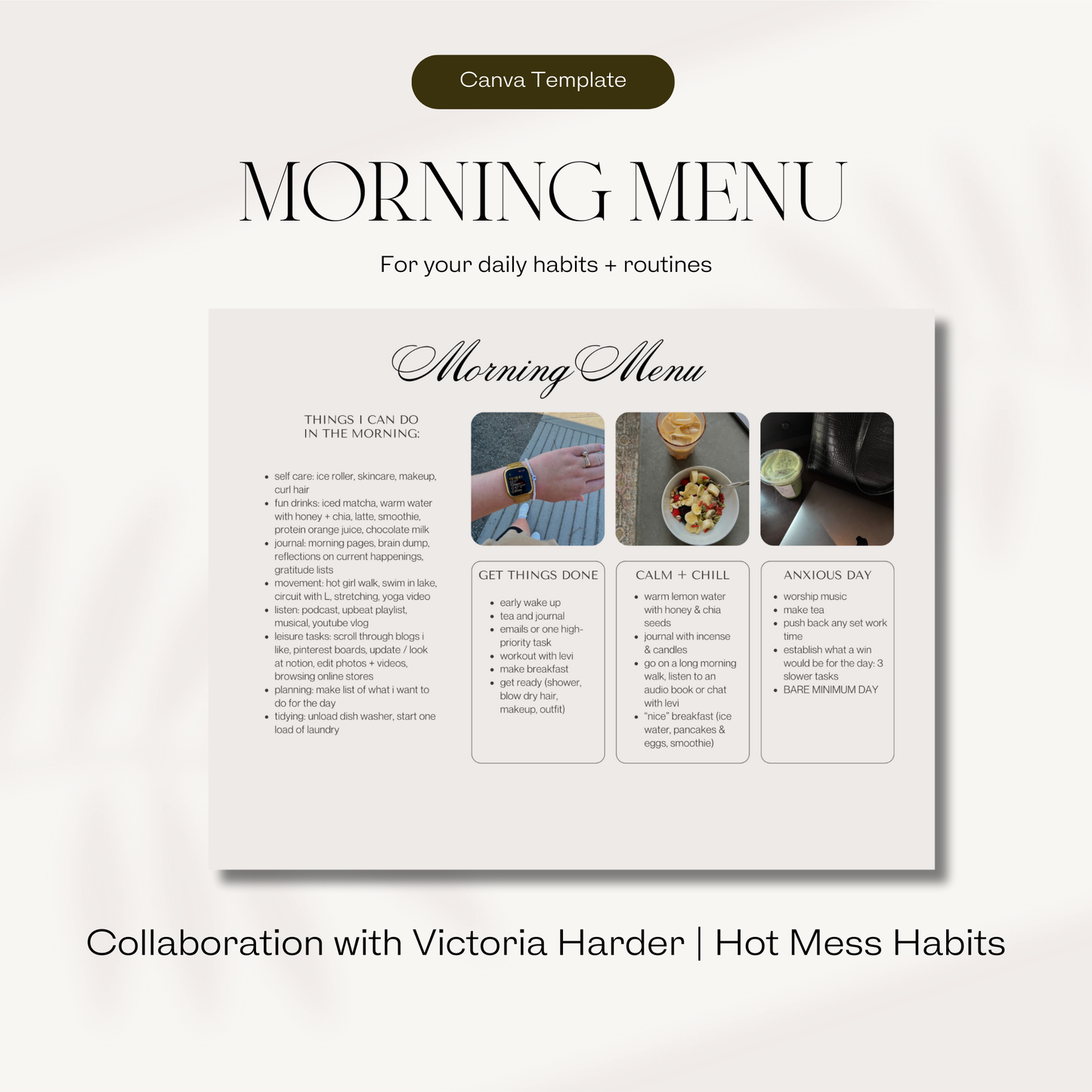 Morning Menu Routine Template for Canva