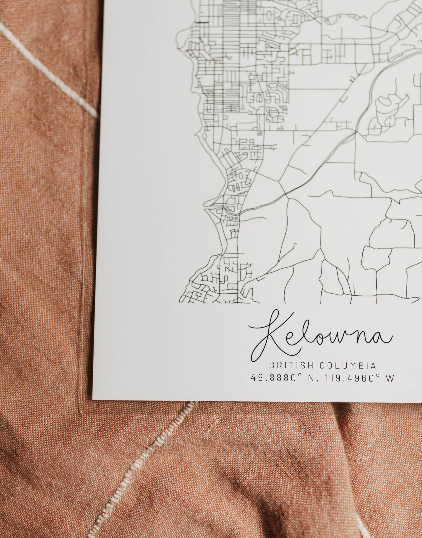 Kelowna, British Columbia Minimal Hand Drawn Map