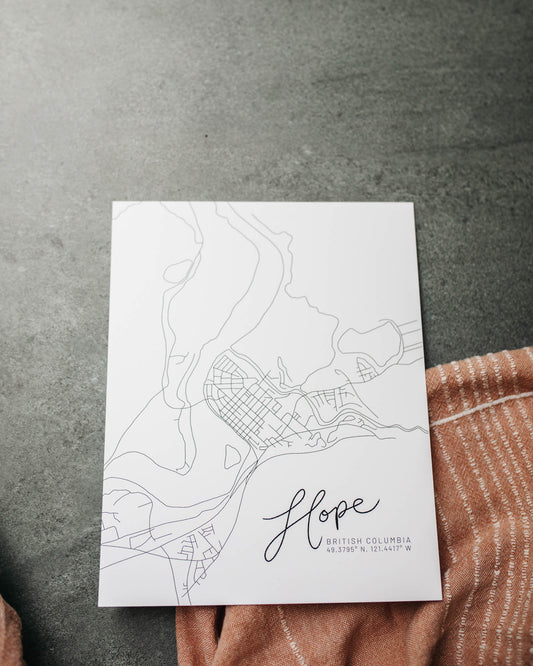Hope, British Columbia Minimal Hand Drawn Map