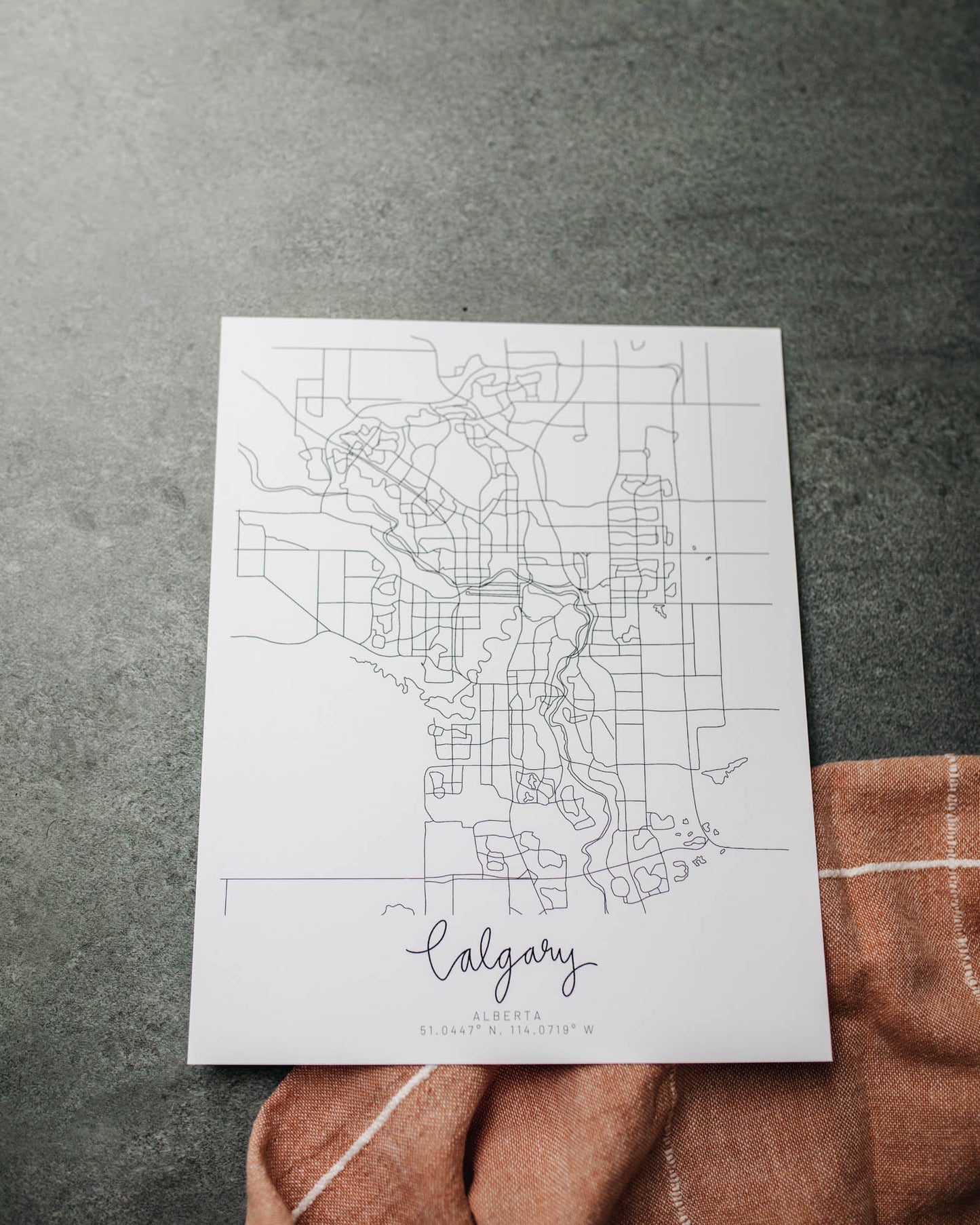 Calgary, Alberta Minimal Hand Drawn Map