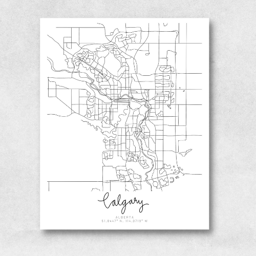 Calgary, Alberta Minimal Hand Drawn Map