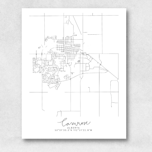 Camrose, Alberta Minimal Hand Drawn Map
