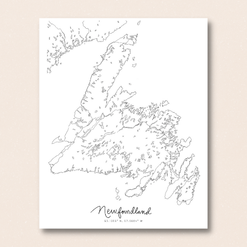 Newfoundland Minimal Hand Drawn Map