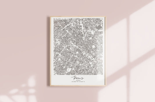 Paris, France Minimal Hand Drawn Map Europe