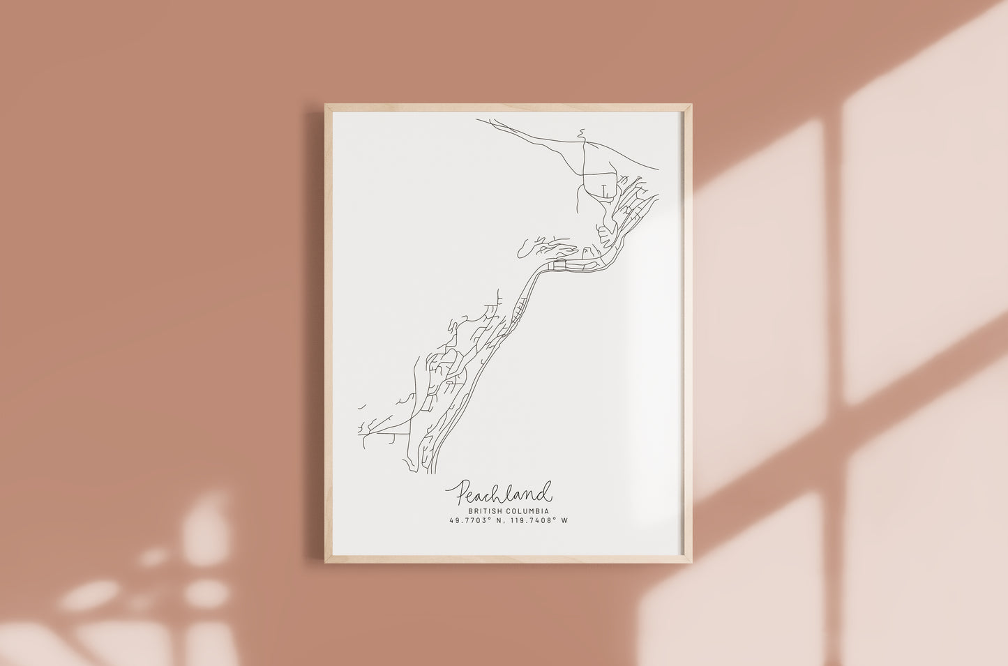 Peachland, British Columbia Minimal Hand Drawn Map