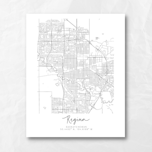 Regina, Saskatchewan Minimal Hand Drawn Map