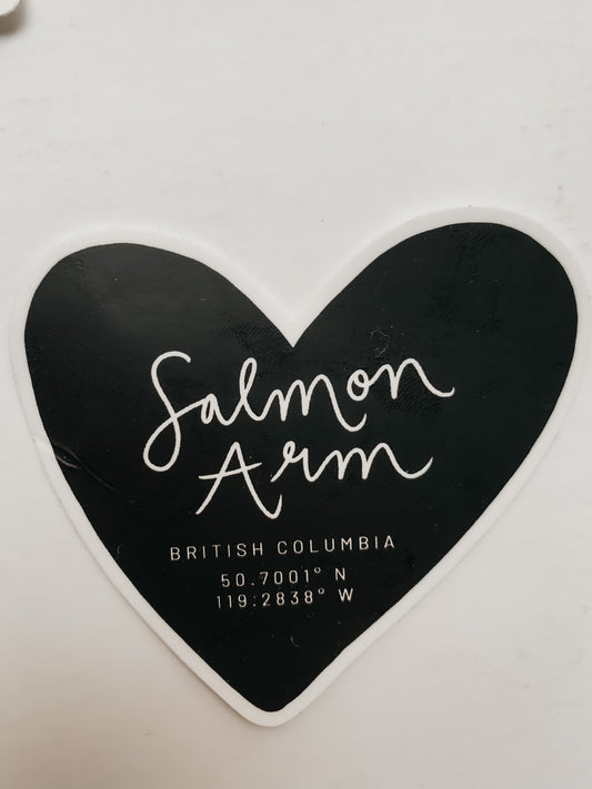 Salmon Arm Sticker | Black & White Heart Salmon Arm Sticker
