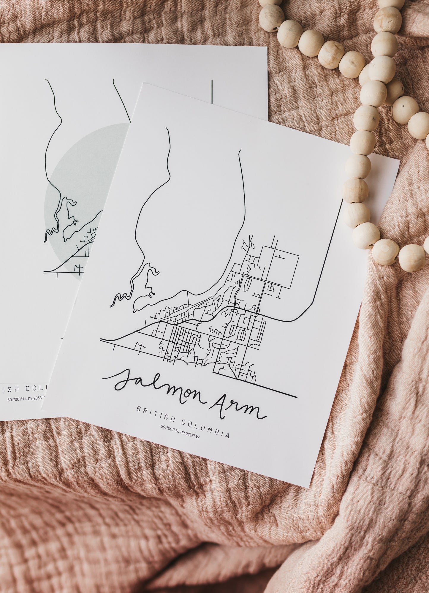 Salmon Arm, British Columbia Minimal Hand Drawn Map