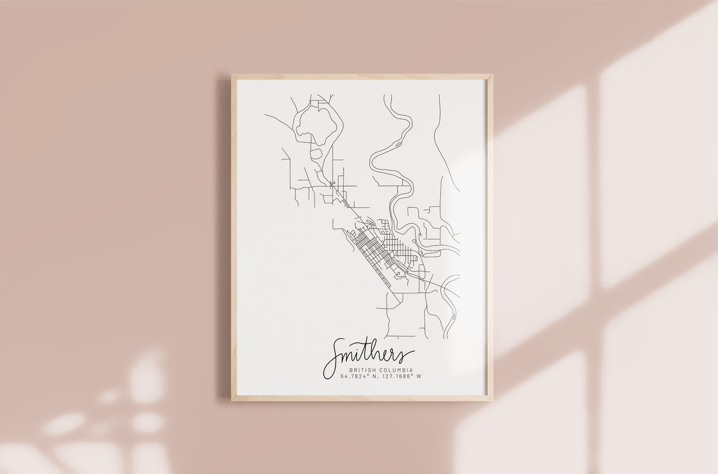 Smithers, British Columbia Minimal Hand Drawn Map