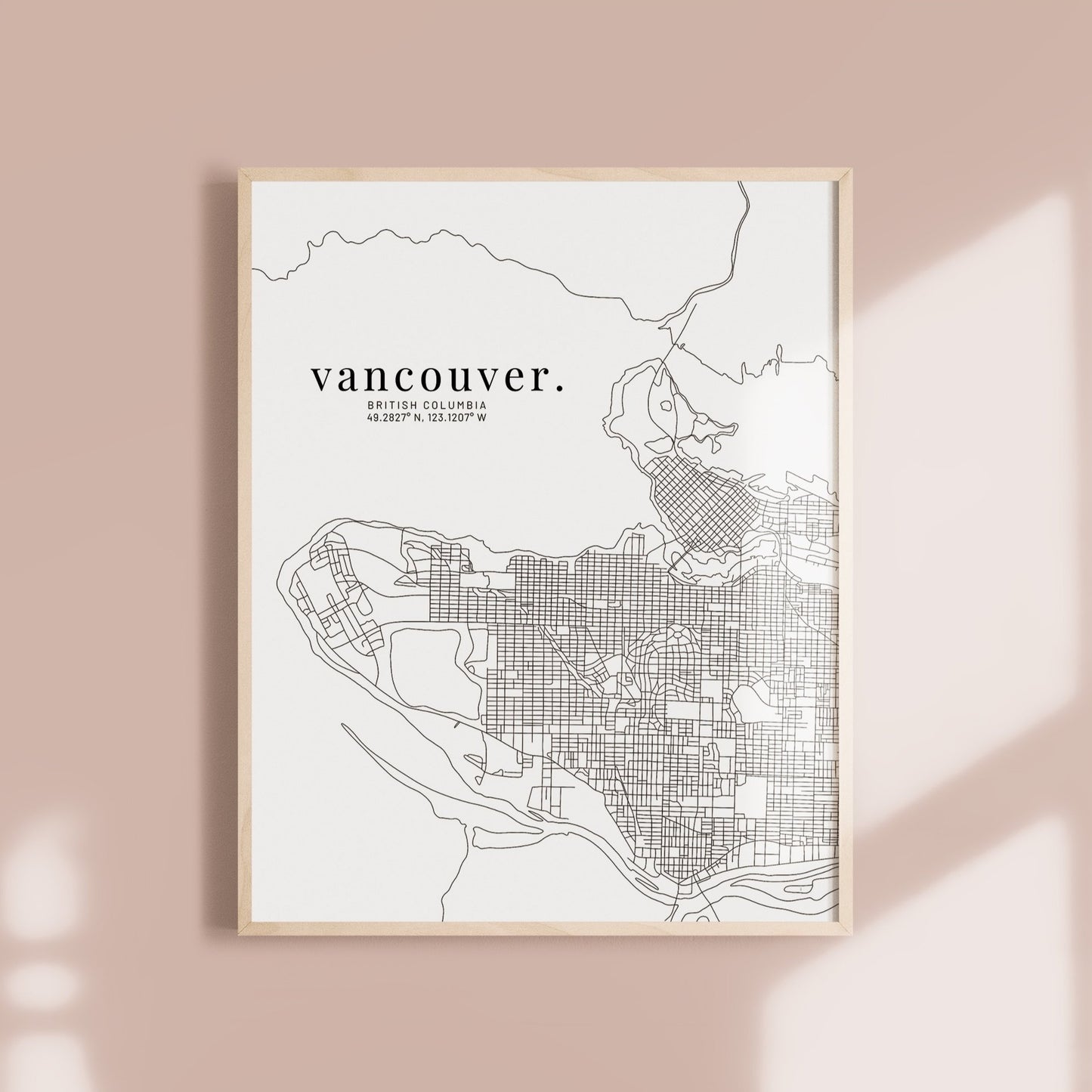 Vancouver, British Columbia Lowercase Font Minimal Hand Drawn Map