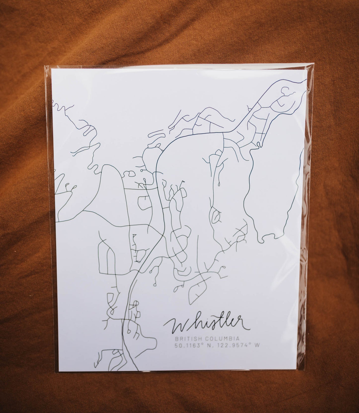 Whistler, British Columbia Minimal Hand Drawn Map