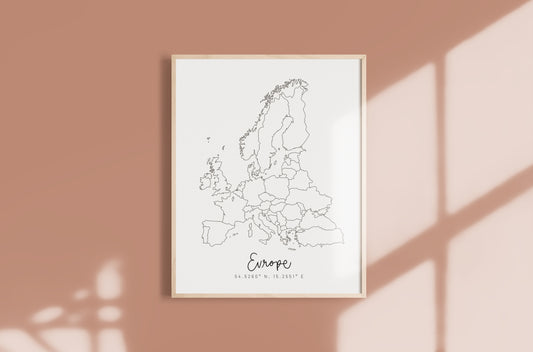 Europe Minimal Hand Drawn Map