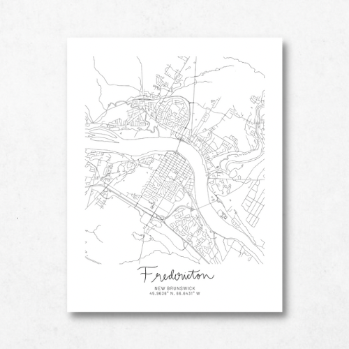 Fredericton, New Brunswick Minimal Hand Drawn Map