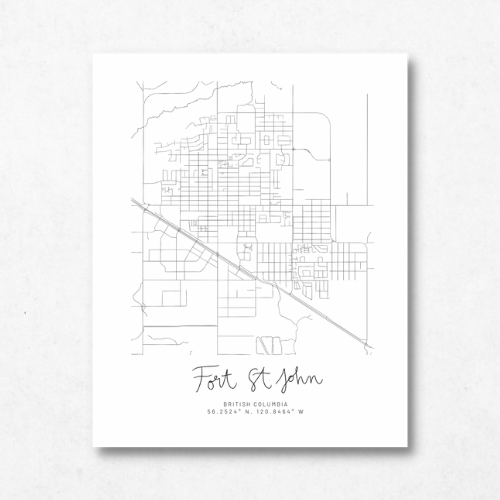 Fort St. John, British Columbia Minimal Hand Drawn Map