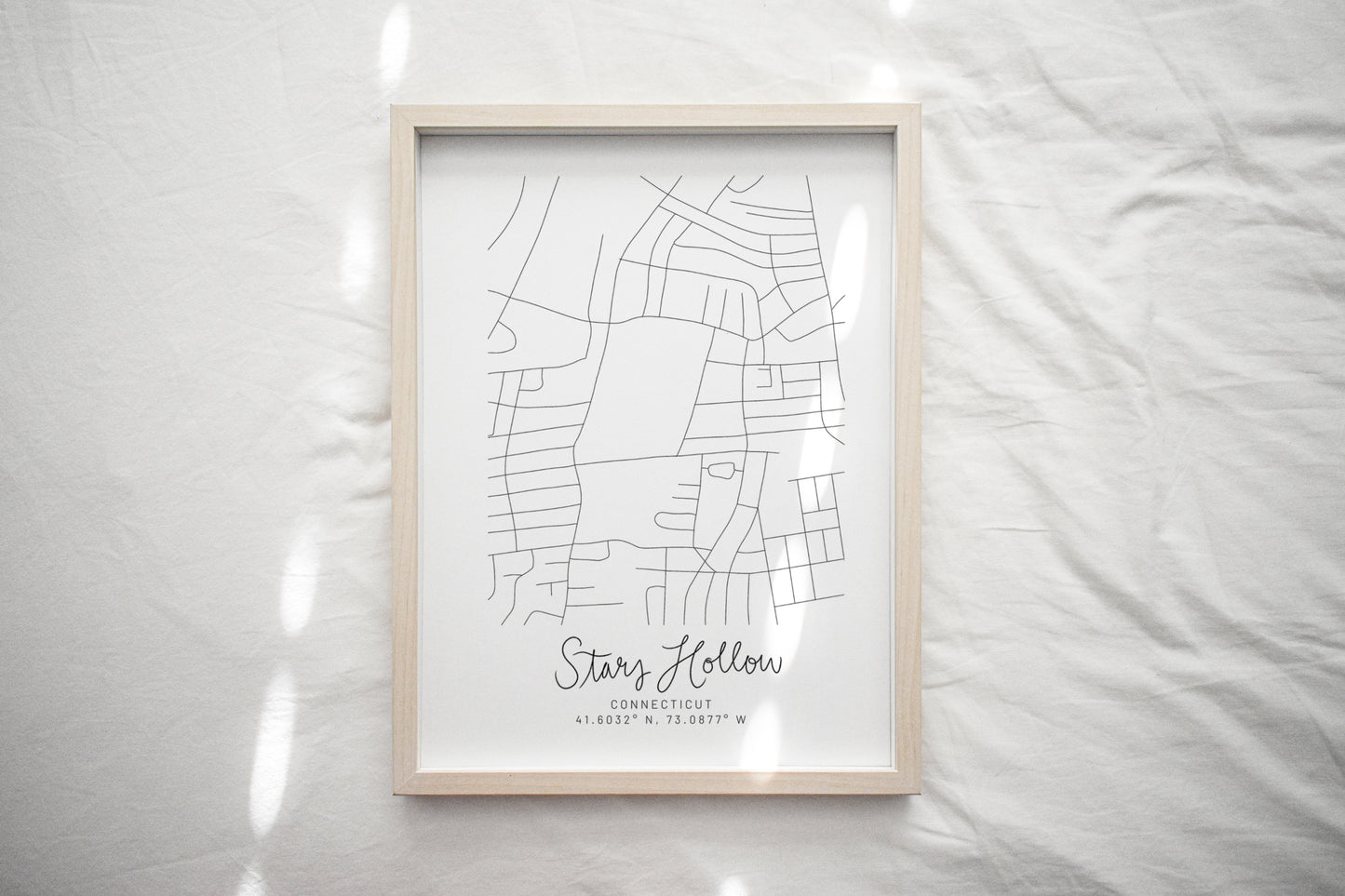 Gilmore Girls Print | Stars Hollow Map | Hand Drawn Map | Stars Hallow Print | Simple Gilmore Girls Decor | Minimal Gilmore Girls Wall Art