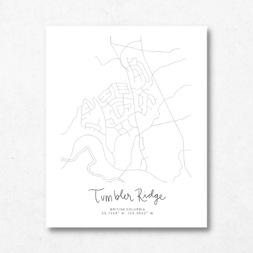 Tumbler Ridge, British Columbia Minimal Hand Drawn Map