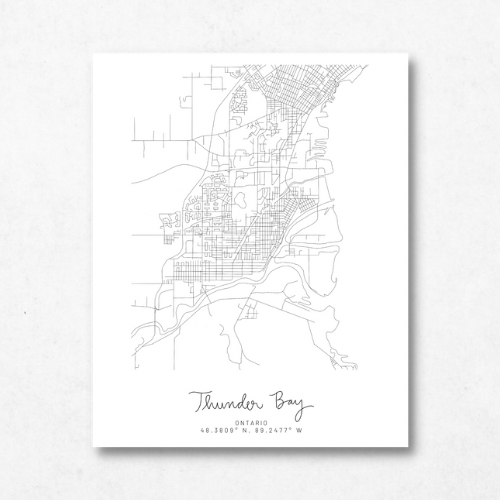 Thunder Bay, Ontario Minimal Hand Drawn Map