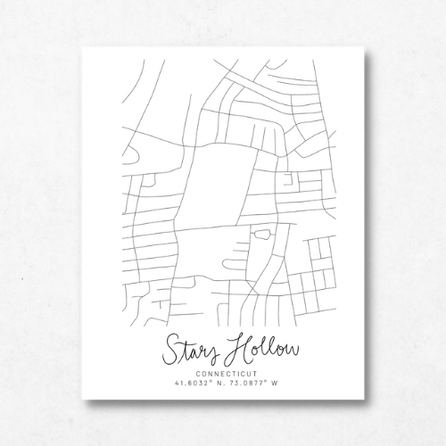 Gilmore Girls Print | Stars Hollow Map | Hand Drawn Map | Stars Hallow Print | Simple Gilmore Girls Decor | Minimal Gilmore Girls Wall Art
