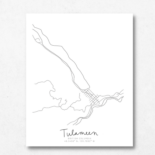 Tulameen, British Columbia Minimal Hand Drawn Map